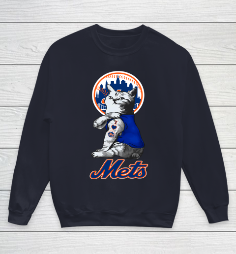 MLB Baseball My Cat Loves New York Mets Youth Sweatshirt 2