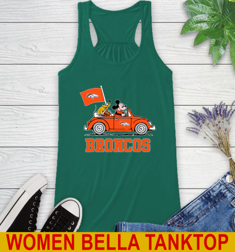 NFL Football Denver Broncos Pluto Mickey Driving Disney Shirt Racerback Tank 7