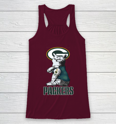 NFL Football My Cat Loves Green Bay Packers Racerback Tank 2