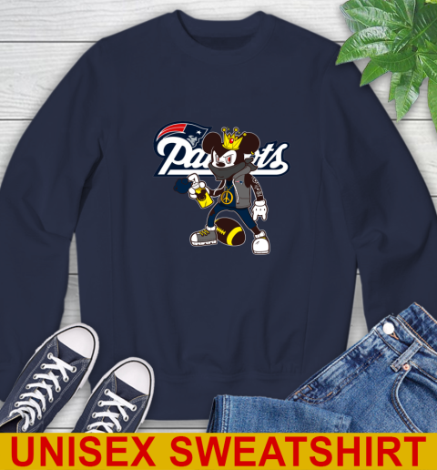 New England Patriots NFL Football Mickey Peace Sign Sports Sweatshirt 3