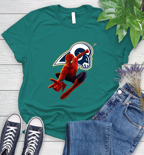 NFL Spider Man Avengers Endgame Football Los Angeles Rams Women's T-Shirt 12