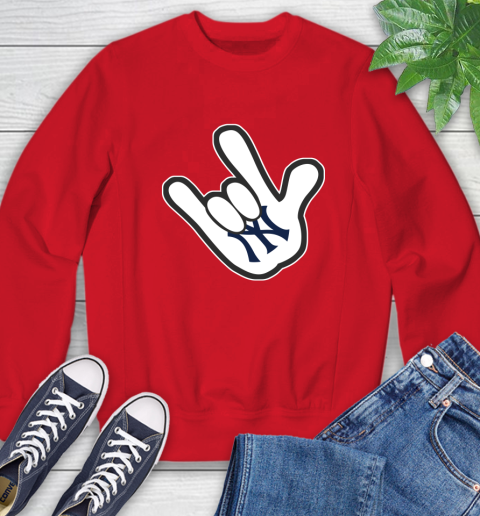 New York Yankees MLB Baseball Mickey Rock Hand Disney Sweatshirt 10