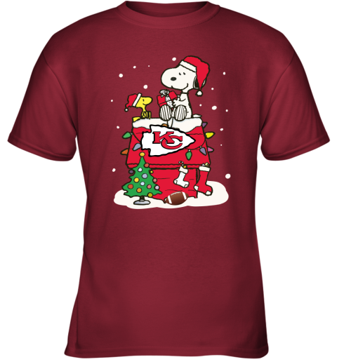 A Happy Christmas With Kansas City Chiefs Snoopy Youth T-Shirt 