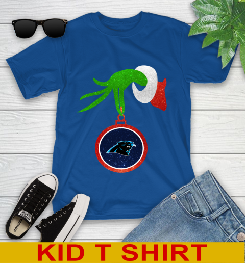 Carolina Panthers Grinch Merry Christmas NFL Football Youth T-Shirt 9