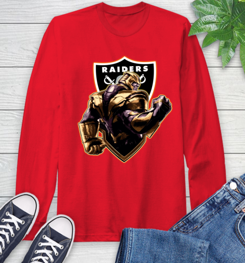 NFL Thanos Avengers Endgame Football Sports Oakland Raiders Long Sleeve T-Shirt 10