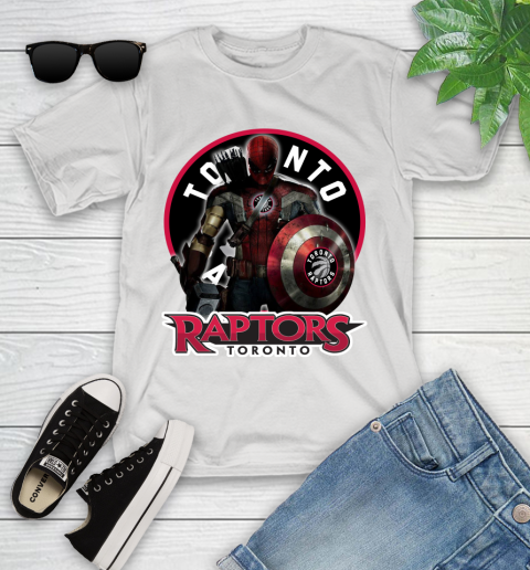 Toronto Raptors NBA Basketball Captain America Thor Spider Man Hawkeye Avengers Youth T-Shirt