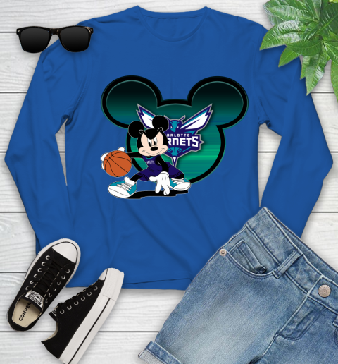 NBA Charlotte Hornets Mickey Mouse Disney Basketball Youth Long Sleeve 9