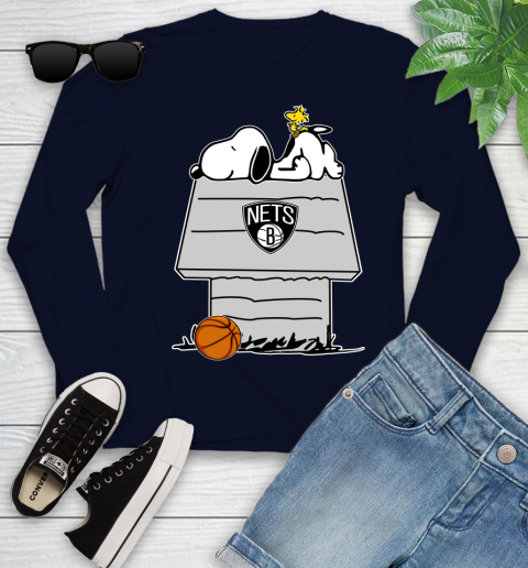 Brooklyn Nets NBA Basketball Snoopy Woodstock The Peanuts Movie Youth Long Sleeve 3