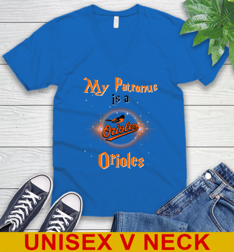 MLB Baseball Harry Potter My Patronus Is A Baltimore Orioles V-Neck T-Shirt 5