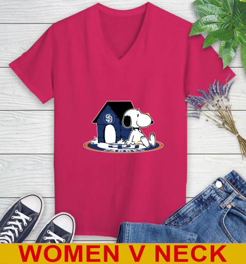 MLB Baseball San Diego Padres Snoopy The Peanuts Movie Shirt Women's V-Neck T-Shirt 10