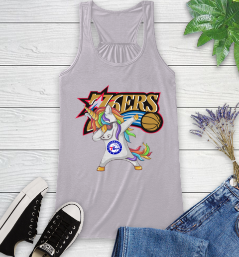 Philadelphia 76ers NBA Basketball Funny Unicorn Dabbing Sports Racerback Tank 6 Philadelphia 76ers NBA Basketball Funny Unicorn Dabbing Sports Racerback Tank - Image 6