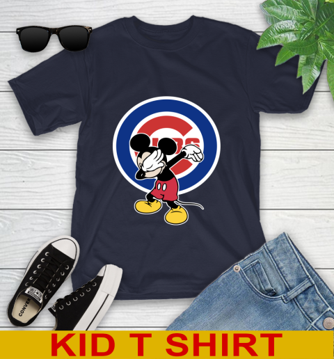 Chicago Cubs MLB Baseball Dabbing Mickey Disney Sports Youth T-Shirt 3