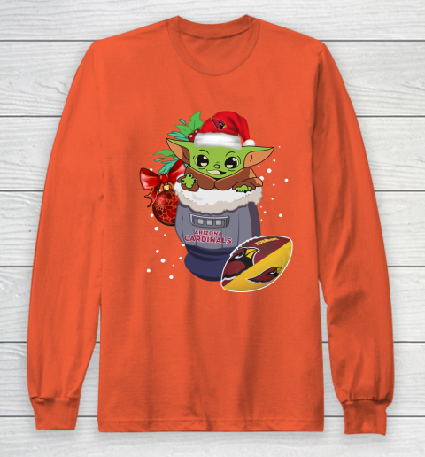 Arizona Cardinals Christmas Baby Yoda Star Wars Funny Happy NFL Long Sleeve T-Shirt 5