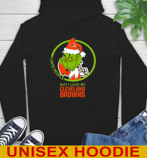 Cleveland Browns NFL Christmas Grinch I Hate People But I Love My Favorite Football Team Hoodie 2