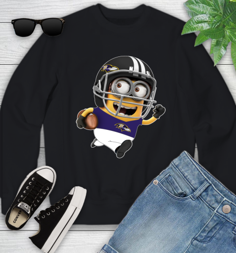 NFL Baltimore Ravens Minions Disney Football Sports Youth Sweatshirt 2