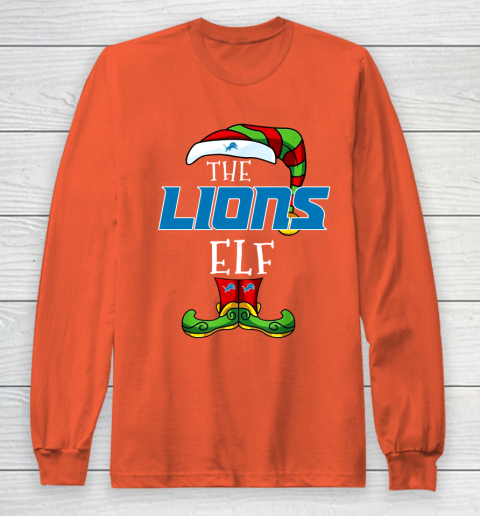 Detroit Lions Christmas ELF Funny NFL Long Sleeve T-Shirt 3