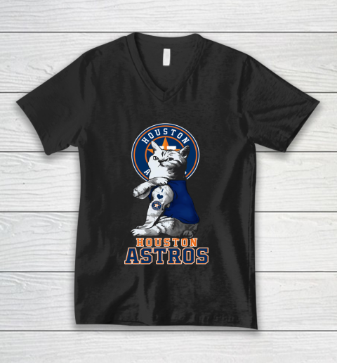 MLB Baseball My Cat Loves Houston Astros V-Neck T-Shirt