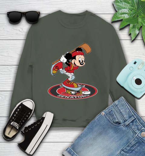 NHL Hockey Ottawa Senator Cheerful Mickey Disney Shirt Youth Sweatshirt 9