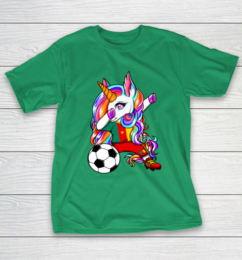 Dabbing Unicorn Cameroon Soccer Fans Jersey Flag Football T-Shirt 19