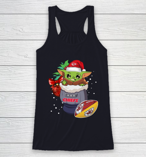 Kansas City Chiefs Christmas Baby Yoda Star Wars Funny Happy NFL Racerback Tank 8