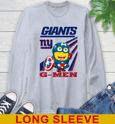 NFL Football New York Giants Captain America Marvel Avengers Minion Shirt Long Sleeve T-Shirt 6