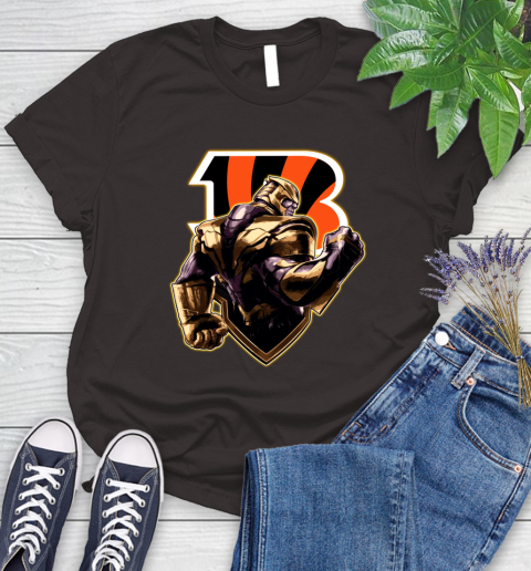 NFL Thanos Avengers Endgame Football Sports Cincinnati Bengals Women's T-Shirt 8