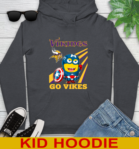 NFL Football Minnesota Vikings Captain America Marvel Avengers Minion Shirt Youth Hoodie 9