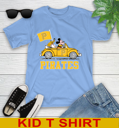 MLB Baseball Pittsburgh Pirates Pluto Mickey Driving Disney Shirt Youth T-Shirt 11