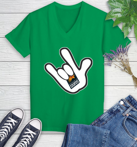 Phoenix Suns NBA Basketball Mickey Rock Hand Disney Women's V-Neck T-Shirt 5