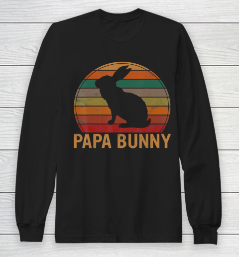 Father gift shirt Mens Retro Papa Bunny Sunset Gift Pet Rabbit Owner Daddy Easter T Shirt Long Sleeve T-Shirt