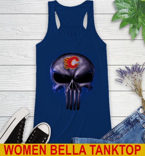 Calgary Flames NHL Hockey Punisher Skull Sports Racerback Tank 7