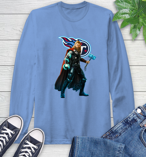 NFL Thor Avengers Endgame Football Tennessee Titans Long Sleeve T-Shirt 11
