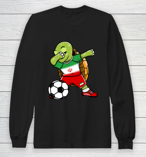 Dabbing Turtle Iran Soccer Fans Jersey Iranian Football Long Sleeve T-Shirt