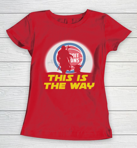Detroit Pistons NBA Basketball Star Wars Yoda And Mandalorian This Is The Way Women's T-Shirt 9