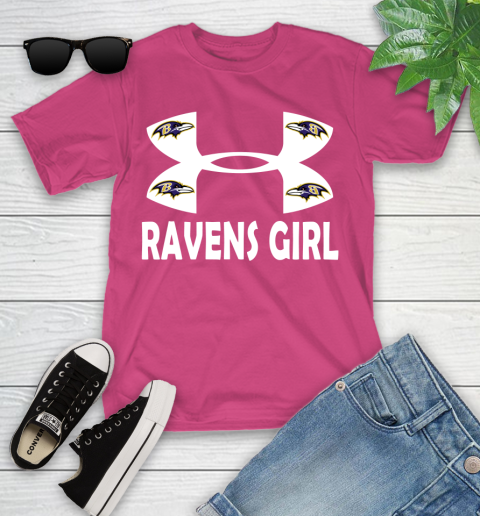 NFL Baltimore Ravens Girl Under Armour Football Sports Youth T-Shirt - Image 12