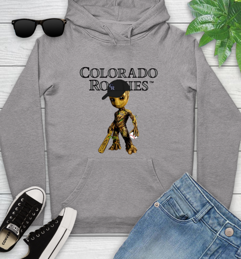 MLB Colorado Rockies Groot Guardians Of The Galaxy Baseball Youth Hoodie 6