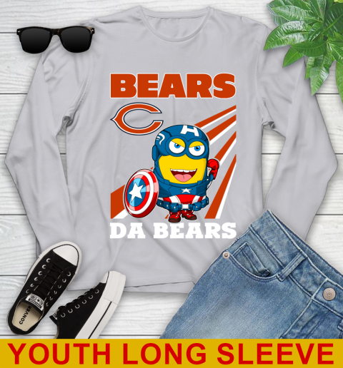 NFL Football Chicago Bears Captain America Marvel Avengers Minion Shirt Youth Long Sleeve 5