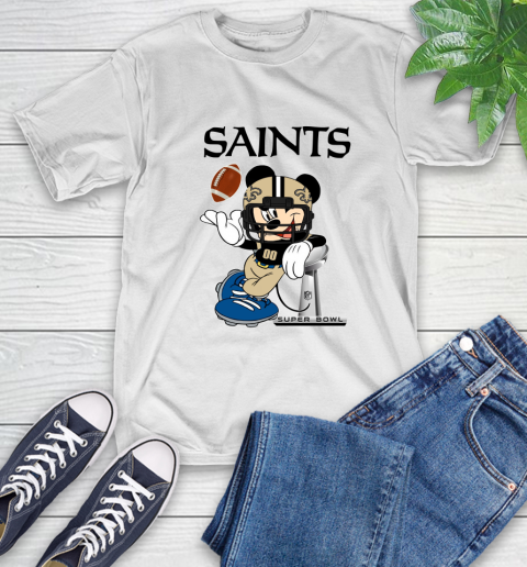 NFL New Orleans Saints Mickey Mouse Disney Super Bowl Football T Shirt T-Shirt