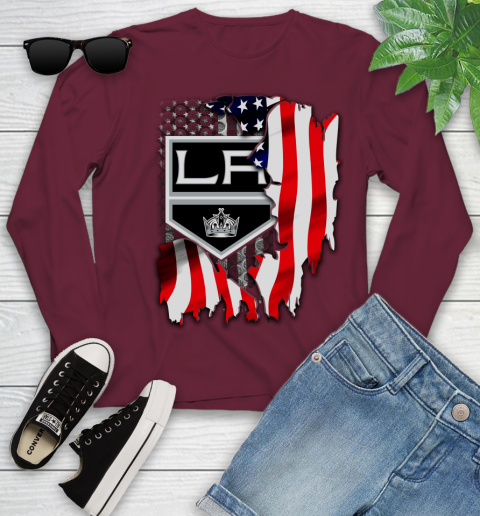 Los Angeles Kings NHL Hockey American Flag Youth Long Sleeve 6