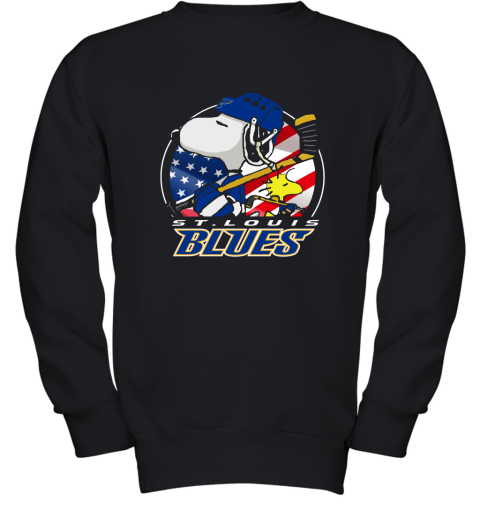 St Louis Blues Ice Hockey Snoopy And Woodstock NHL Youth Sweatshirt
