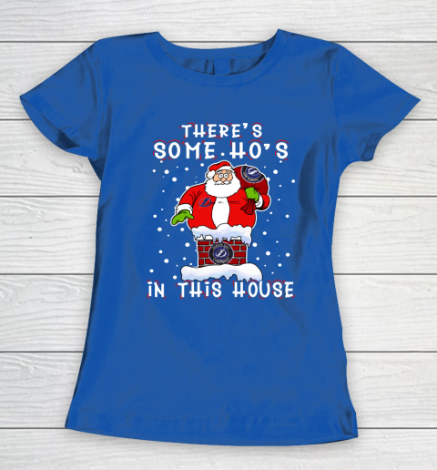 Tampa Bay Lightning Christmas There Is Some Hos In This House Santa Stuck In The Chimney NHL Women's T-Shirt 8