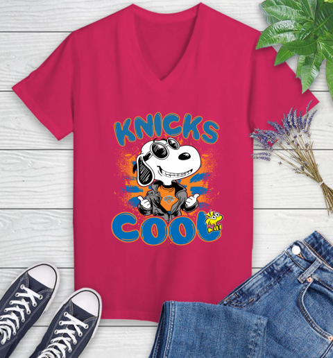 NBA Basketball New York Knicks Cool Snoopy Shirt Women's V-Neck T-Shirt - Image 8
