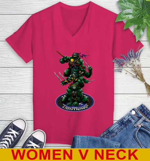 NHL Hockey Tampa Bay Lightning Teenage Mutant Ninja Turtles Shirt Women's V-Neck T-Shirt 10