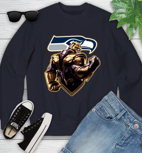 NFL Thanos Avengers Endgame Football Sports Seattle Seahawks Youth Sweatshirt 3