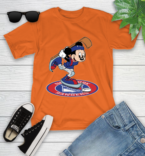 NHL Hockey New York Rangers Cheerful Mickey Disney Shirt Youth T-Shirt - Image 8