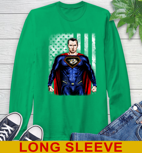 NHL Hockey Nashville Predators Superman DC Shirt Long Sleeve T-Shirt 8