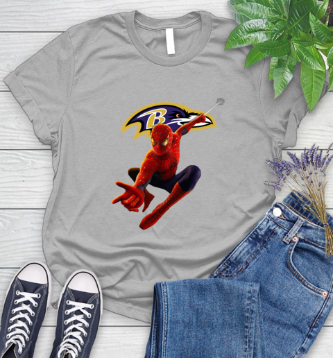 NFL Spider Man Avengers Endgame Football Baltimore Ravens Women's T-Shirt 5