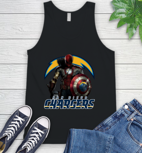 NFL Captain America Thor Spider Man Hawkeye Avengers Endgame Football San Diego Chargers Tank Top 2