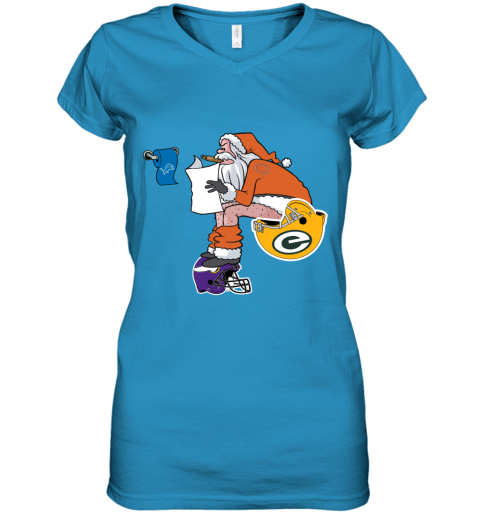 Santa Claus Chicago Bears Shit On Other Teams Christmas Women's V-Neck T-Shirt