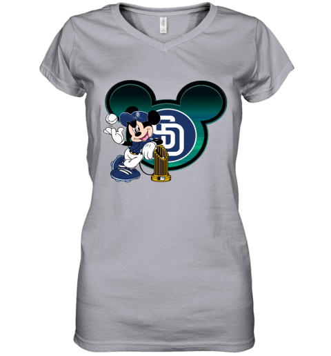 Baseball Mickey Team San Diego Padres Women's V-Neck T-Shirt 